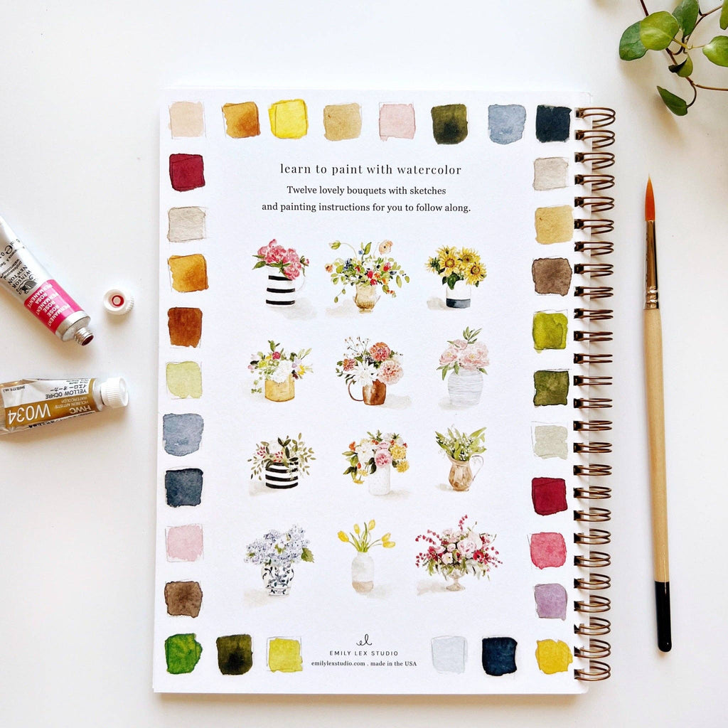 Bouquets watercolor workbook - Juniper Collective LLC