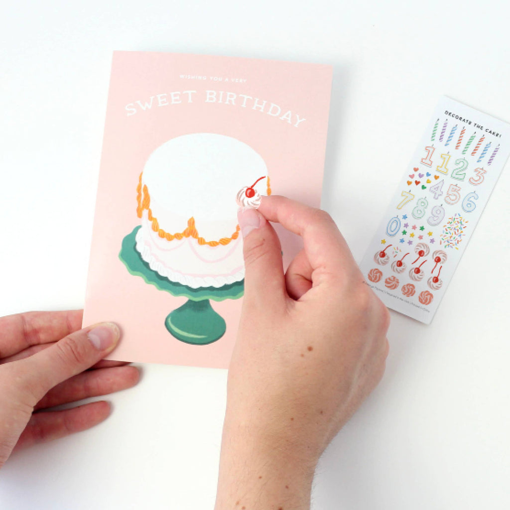 Wishing You A Very Sweet Birthday Sticker Scene Card - Juniper Collective LLC