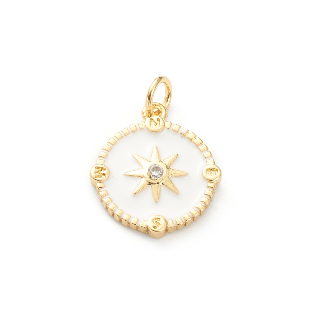 Gold North Star Compass Pave' Charm - Juniper Collective LLC