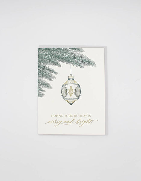 Merry and Bright Letterpress Greeting Card - Juniper Collective LLC