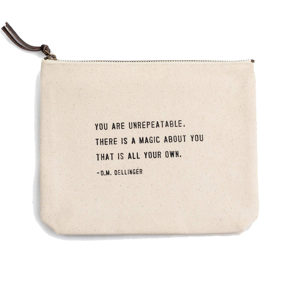 You Are Unrepeatable (D.M. Dellinger) Canvas Zip Bag 8.5"x7.5" - Juniper Collective LLC