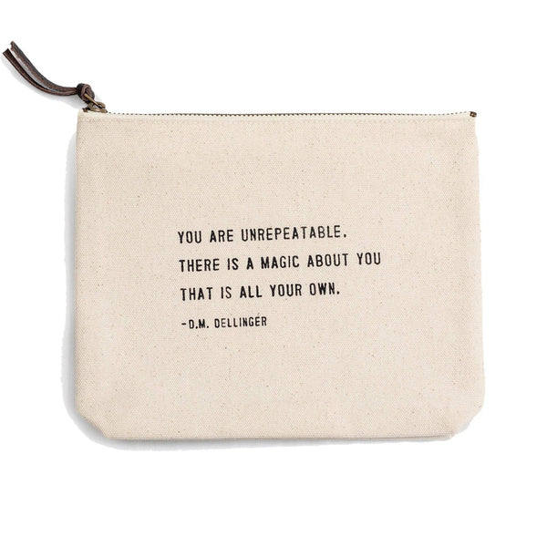 You Are Unrepeatable (D.M. Dellinger) Canvas Zip Bag 8.5"x7.5" - Juniper Collective LLC