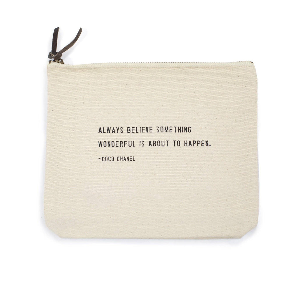 Always Believe Something Wonderful Canvas Zip Bag - Juniper Collective LLC