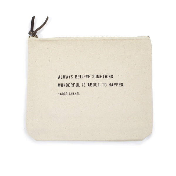 Always Believe Something Wonderful Canvas Zip Bag - Juniper Collective LLC