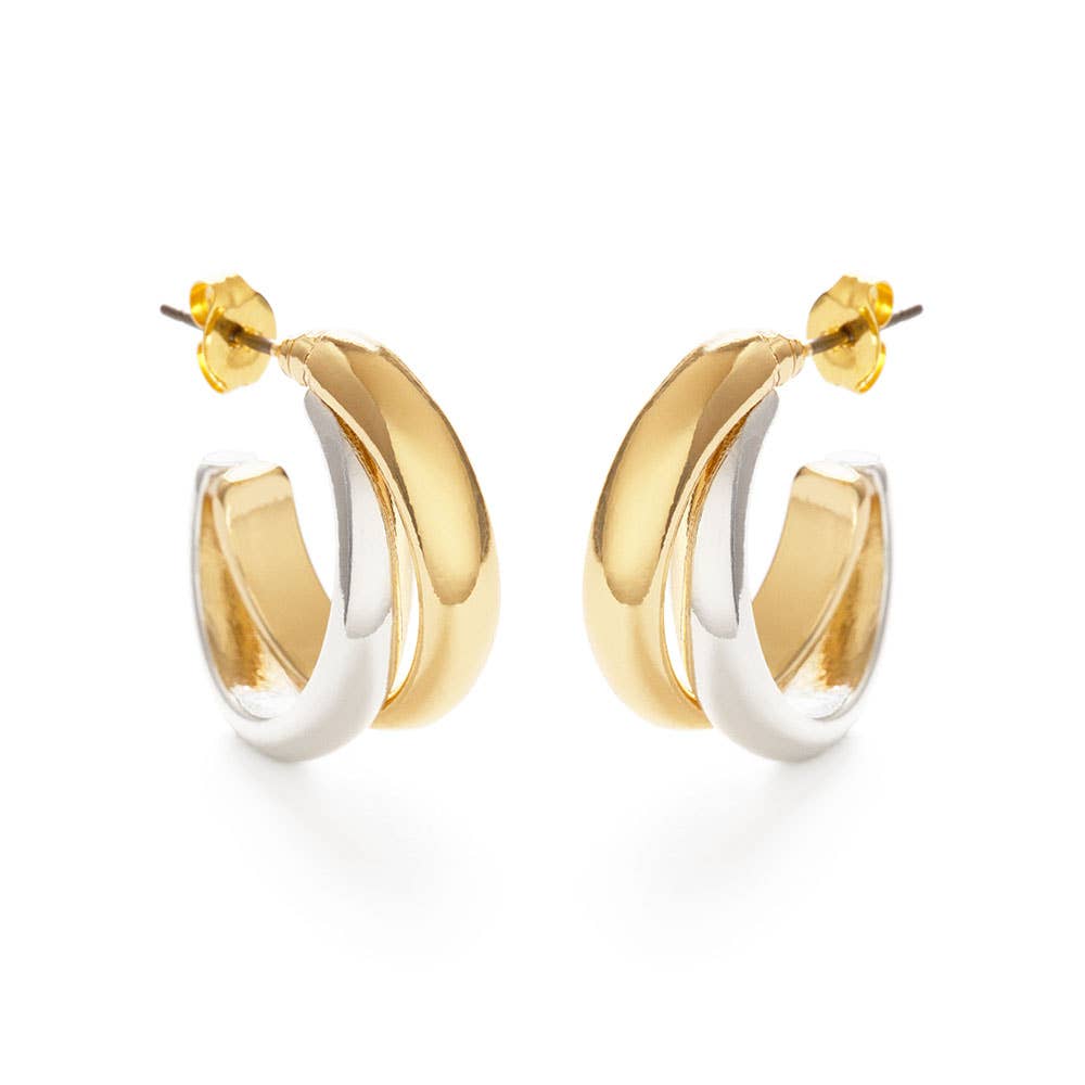 Mixed Metal Hoop Earrings - Juniper Collective LLC