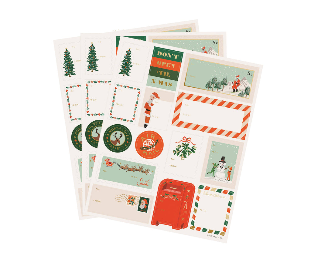 Pack of 3 Santa’s Workshop Stickers & Labels - Juniper Collective LLC