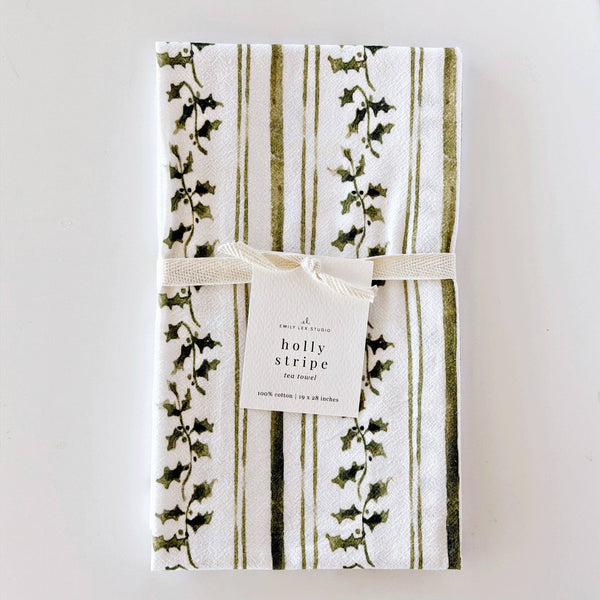 Holly stripe cotton tea towel - Juniper Collective LLC
