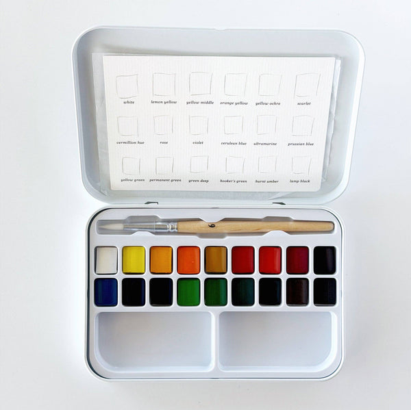 Watercolor paint set 18 colors with brush - Juniper Collective LLC