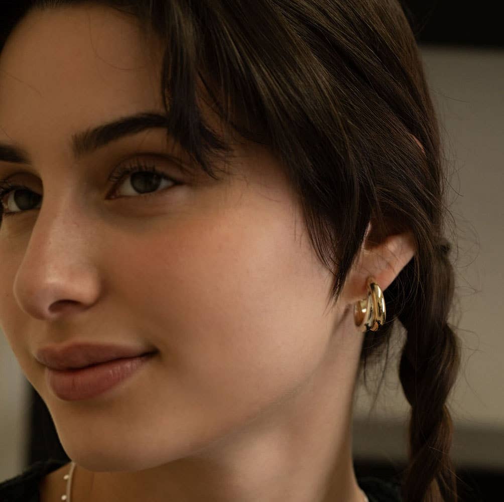 Mixed Metal Hoop Earrings - Juniper Collective LLC