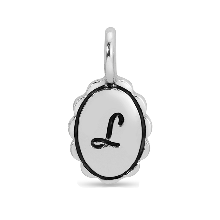 Charm Garden - Silver - Scalloped Initial Charm - L - Juniper Collective LLC