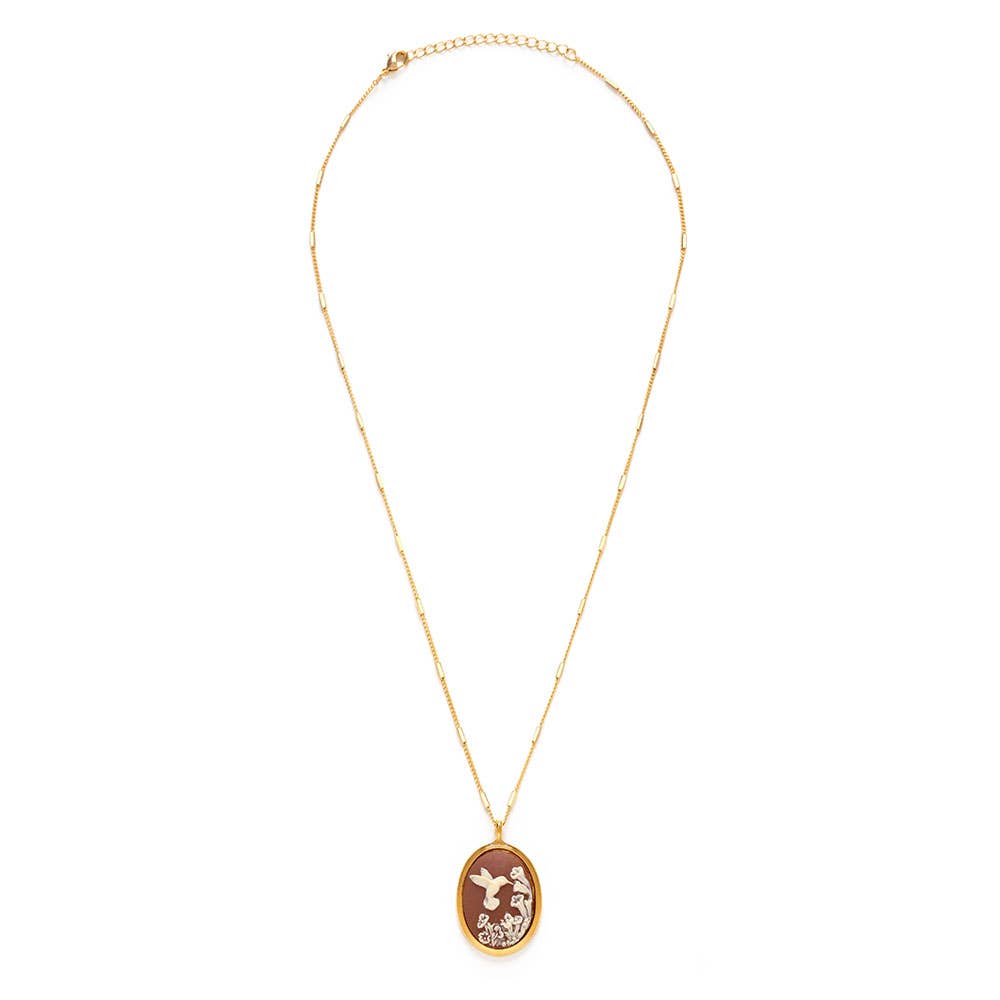 Hummingbird Vintage Cameo Necklace - Juniper Collective LLC