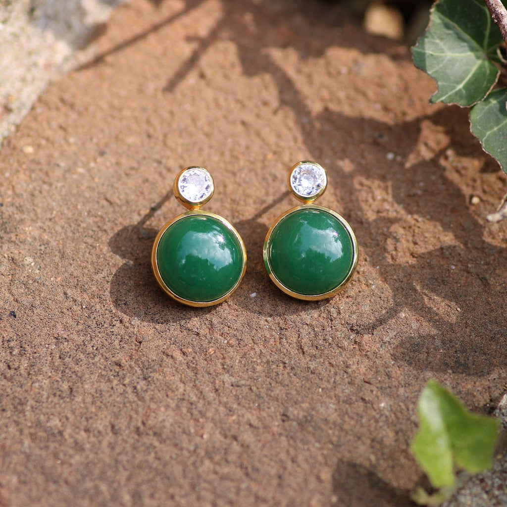Floating Gem Stud Earrings in Green Aventurine - Juniper Collective LLC