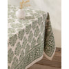 Viridian Block Print Tablecloth 60 x 84 inch - Juniper Collective LLC