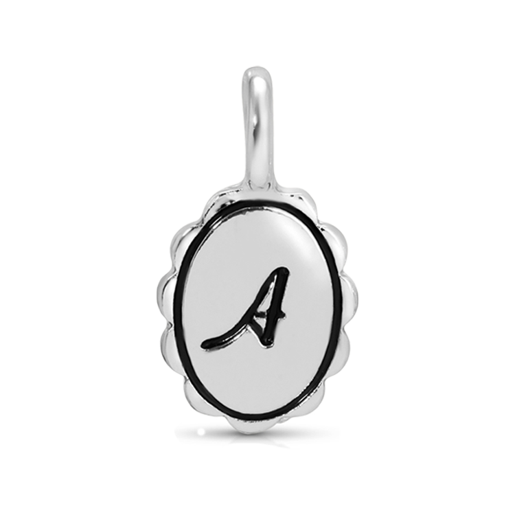Charm Garden - Silver - Scalloped Initial Charm - A - Juniper Collective LLC