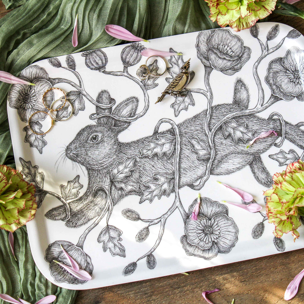 Through the Poppies | Rabbit Birch Tray - Juniper Collective LLC