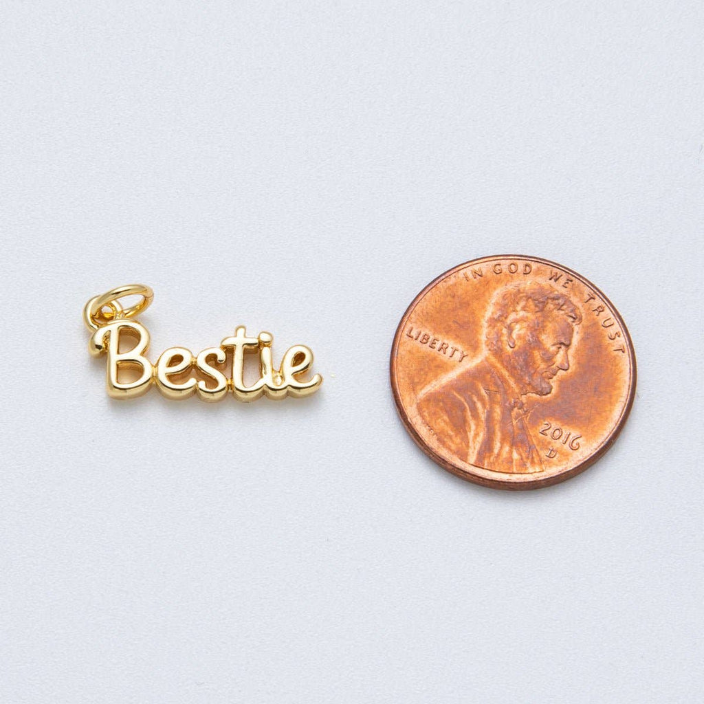 14K Gold Filled 18.5mm "Bestie" Minimalist Script Charm | Charms-00033 - Juniper Collective LLC