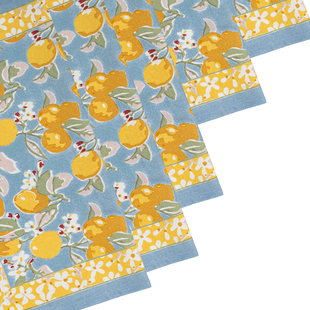 Citron Blue & Yellow Napkins 19x19 - Set of 4 - Juniper Collective LLC