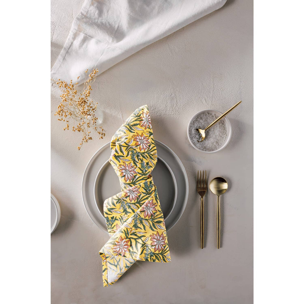 Clematis Block Print Napkins Set of 4 - Juniper Collective LLC