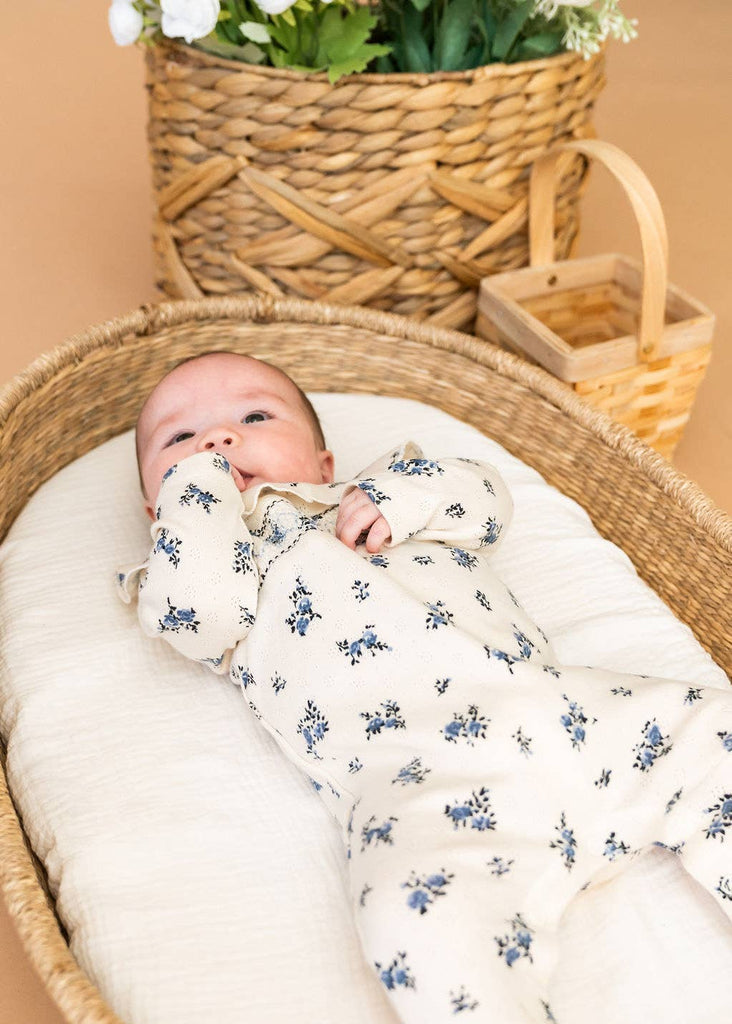 Floral Smocked Pointelle Romper (Organic Cotton) - Juniper Collective LLC