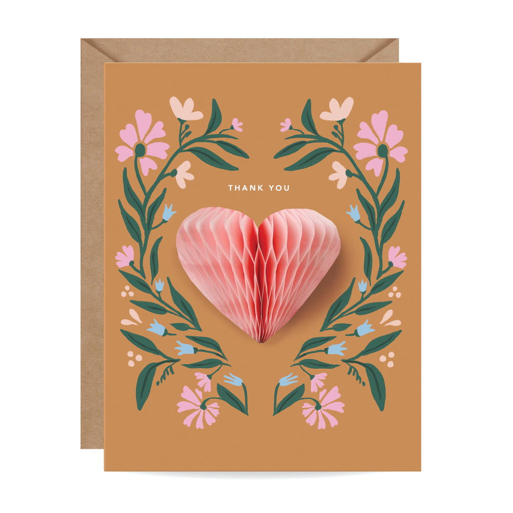 Thank You Folk Heart  Pop Up Card - Juniper Collective LLC