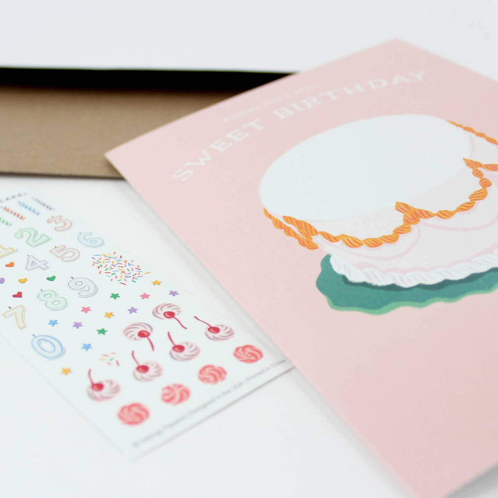 Wishing You A Very Sweet Birthday Sticker Scene Card - Juniper Collective LLC