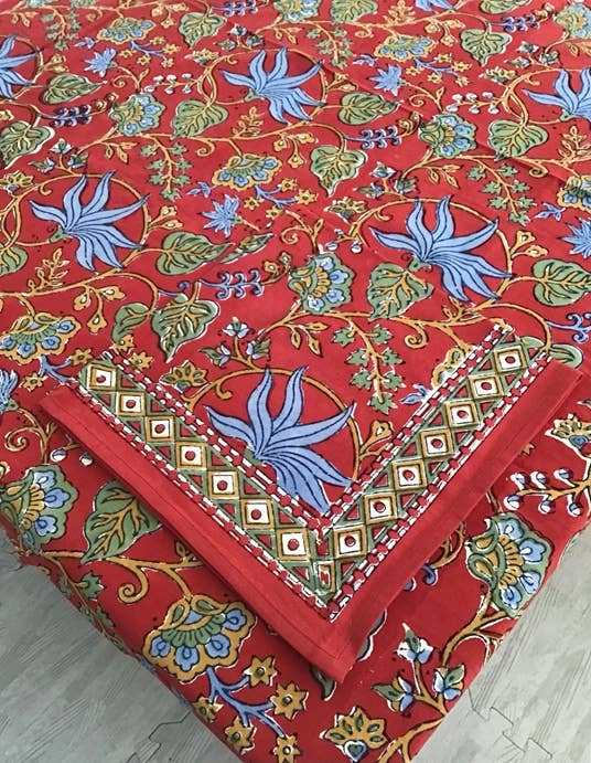 Tablecloth 86 Rnd Indo Fleur Red - Thumbnail 2