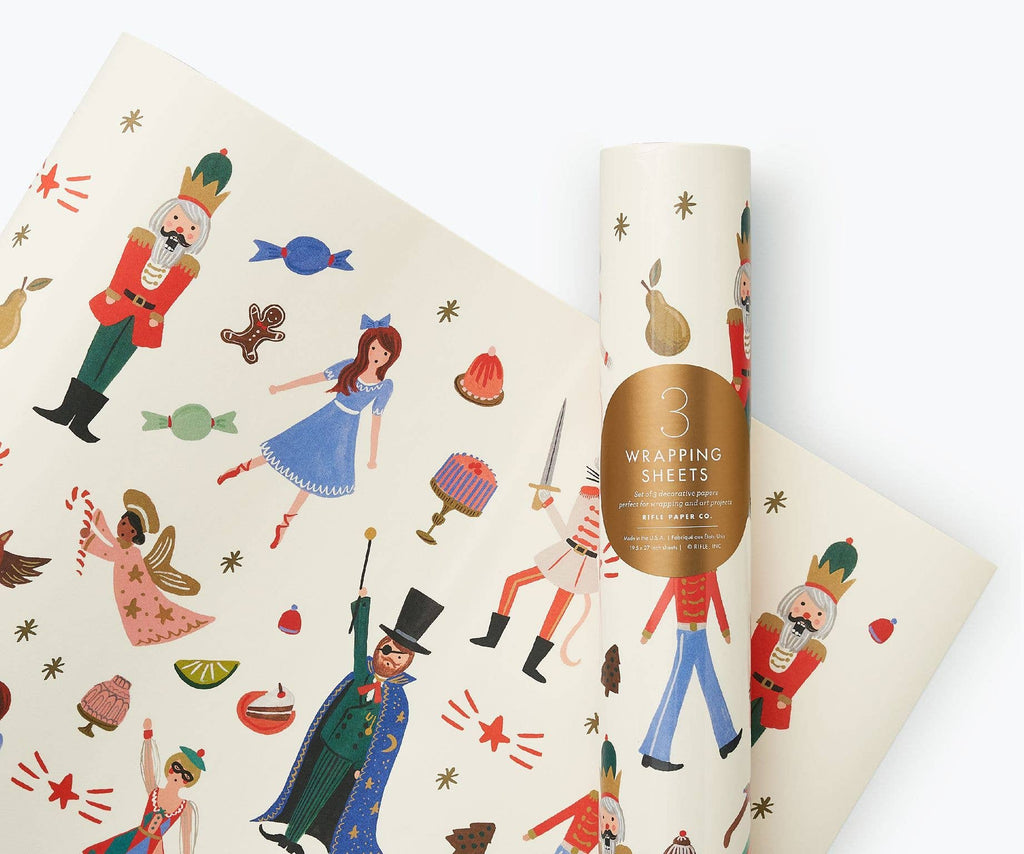 Roll of 3 Nutcracker Wrapping Sheets - Juniper Collective LLC