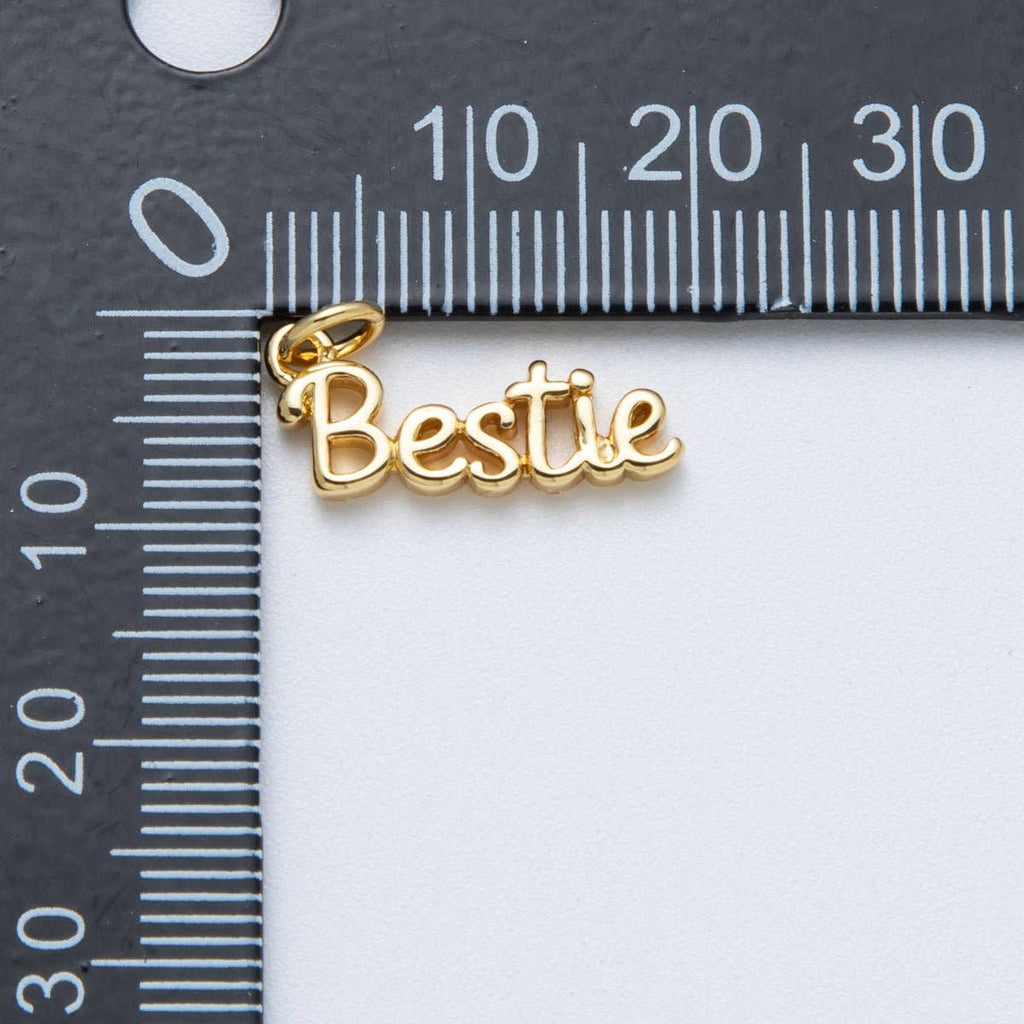14K Gold Filled 18.5mm "Bestie" Minimalist Script Charm | Charms-00033 - Juniper Collective LLC