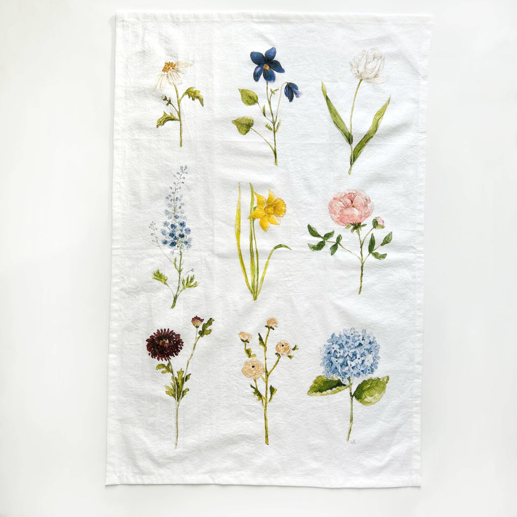 Garden flowers tea towel - Juniper Collective LLC
