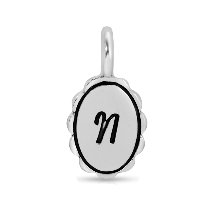Charm Garden - Silver - Scalloped Initial Charm - N - Juniper Collective LLC