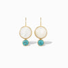 Color Block Drop Earrings in Mother of Pearl and Blue Mohave Turquoise - Juniper Collective LLC