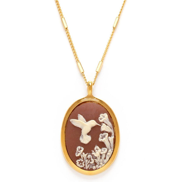 Hummingbird Vintage Cameo Necklace - Juniper Collective LLC