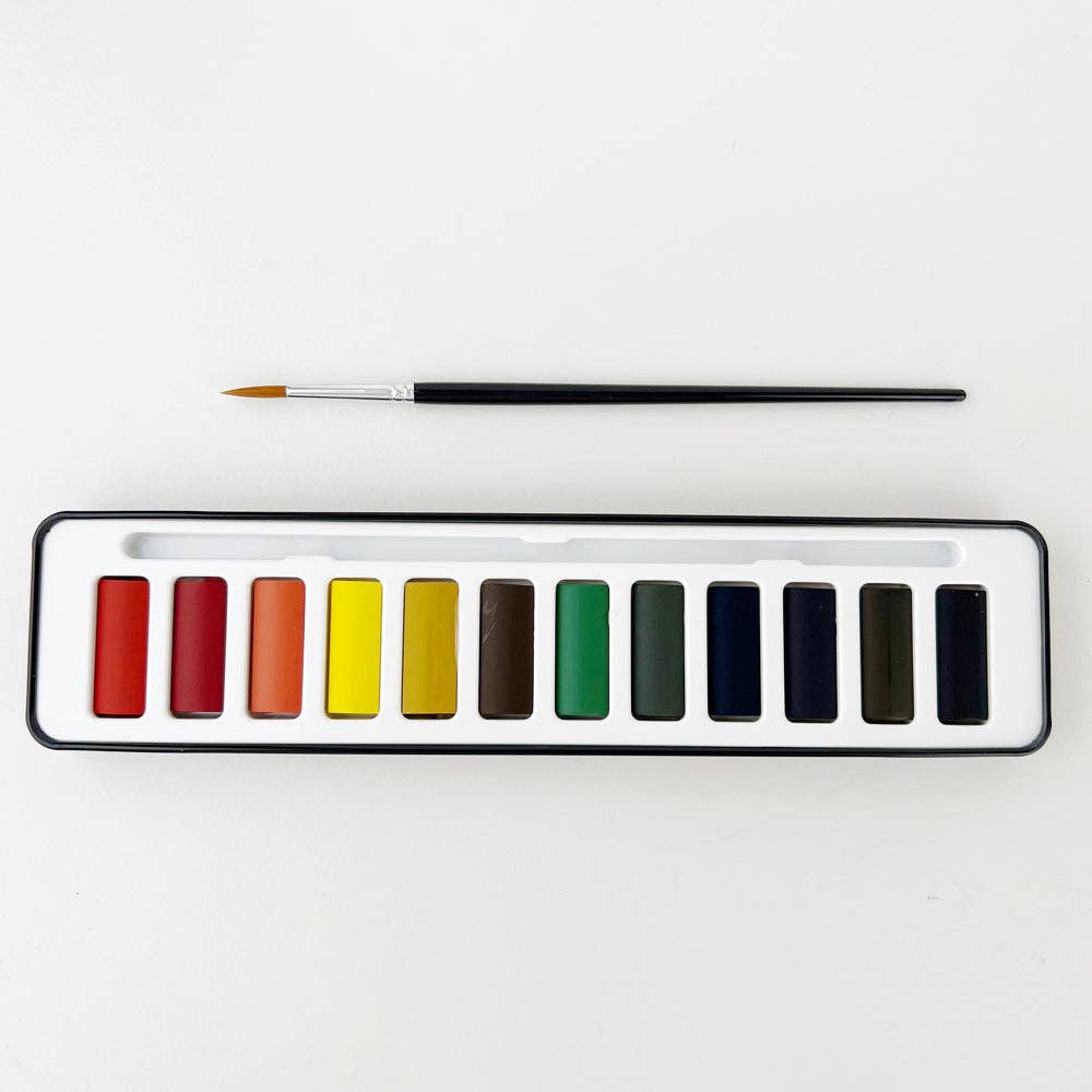 Watercolor paint set with brush - Juniper Collective LLC