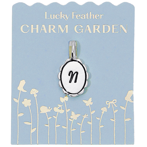 Charm Garden - Silver - Scalloped Initial Charm - N - Juniper Collective LLC