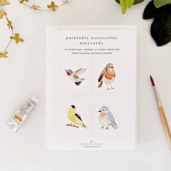 Birds paintable watercolor notecard set - Juniper Collective LLC