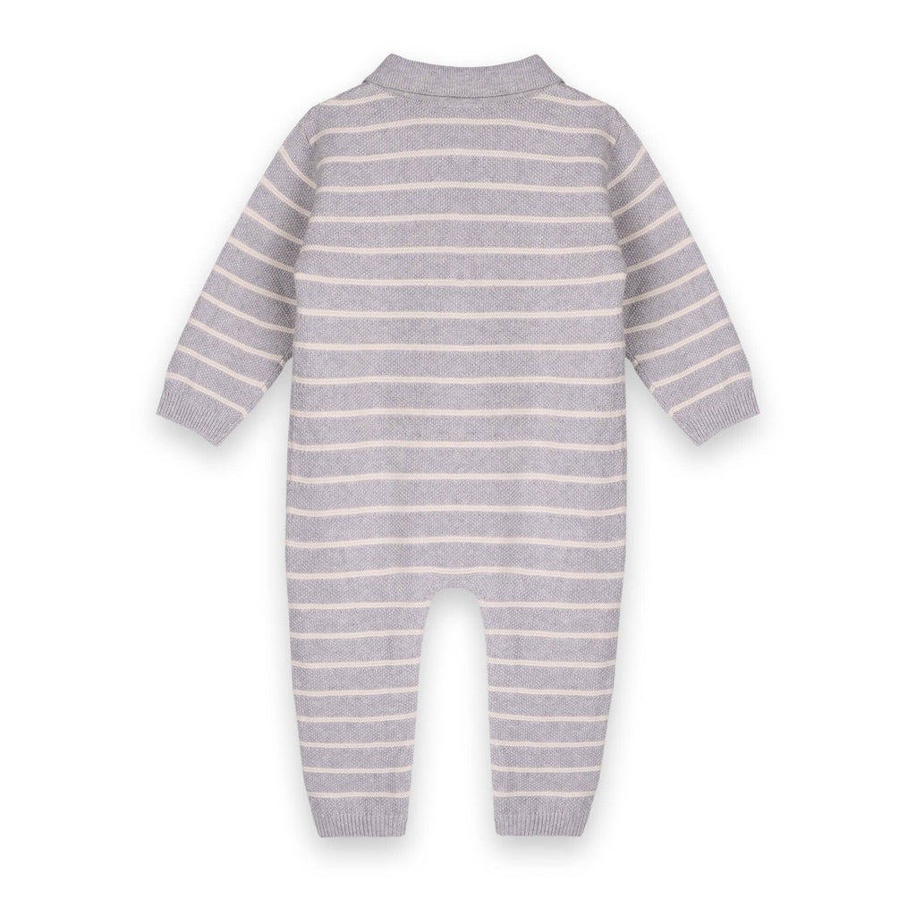Stripe & Collar Sweater Knit Baby Jumpsuit - Juniper Collective LLC