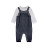 Denim Blue Ribbed Knit Baby Overall Set (Organic Cotton) - Juniper Collective LLC