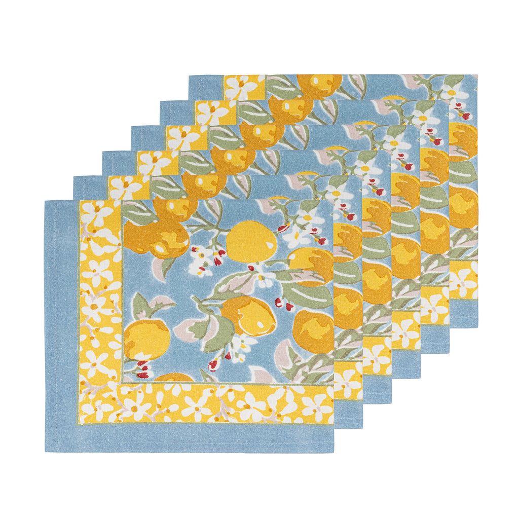 Citron Blue & Yellow Napkins 19x19 - Set of 4 - Juniper Collective LLC