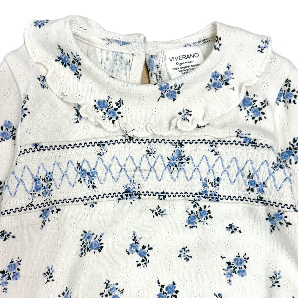 Floral Smocked Pointelle Romper (Organic Cotton) - Juniper Collective LLC