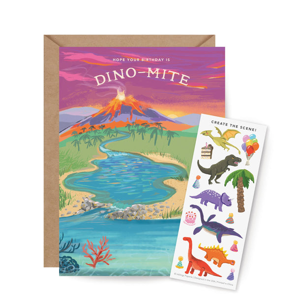 Sticker Scene Card - Dinosaur Birthday - Juniper Collective LLC
