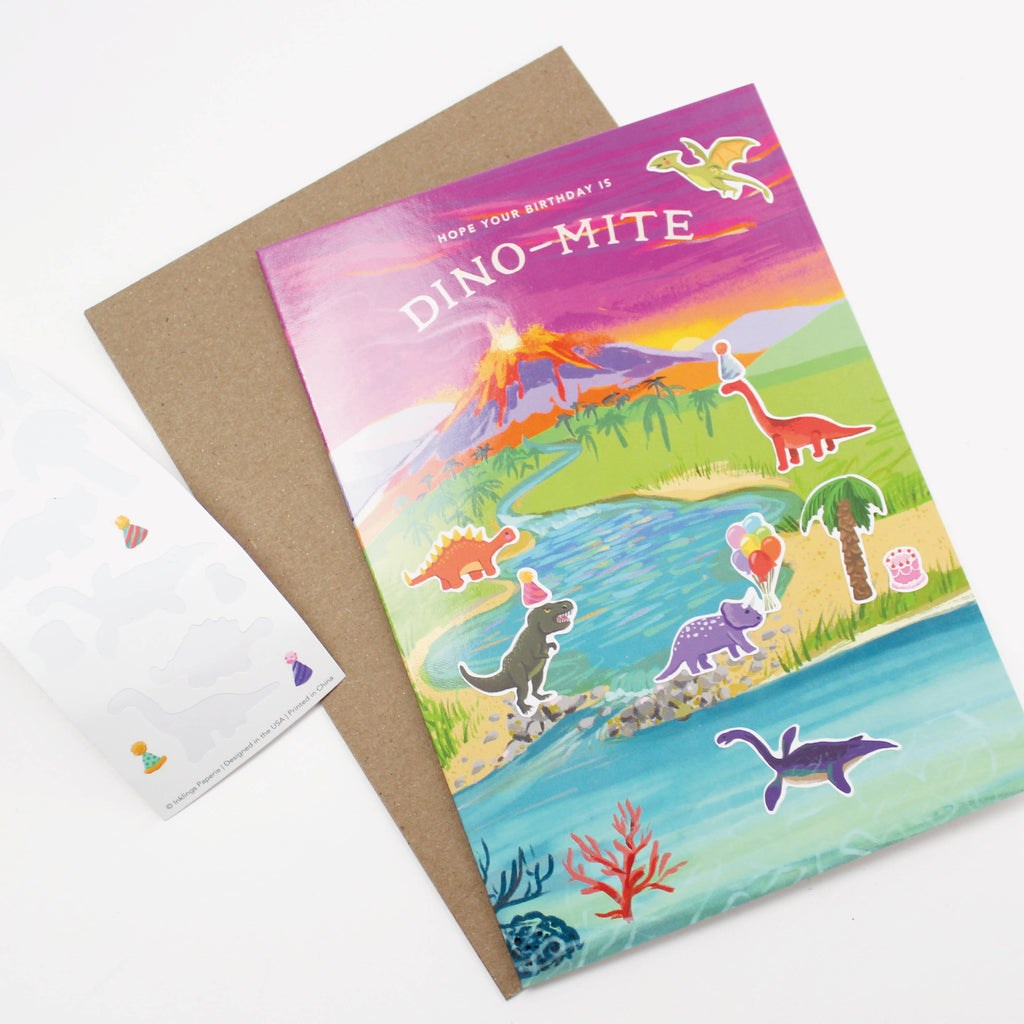 Sticker Scene Card - Dinosaur Birthday - Juniper Collective LLC
