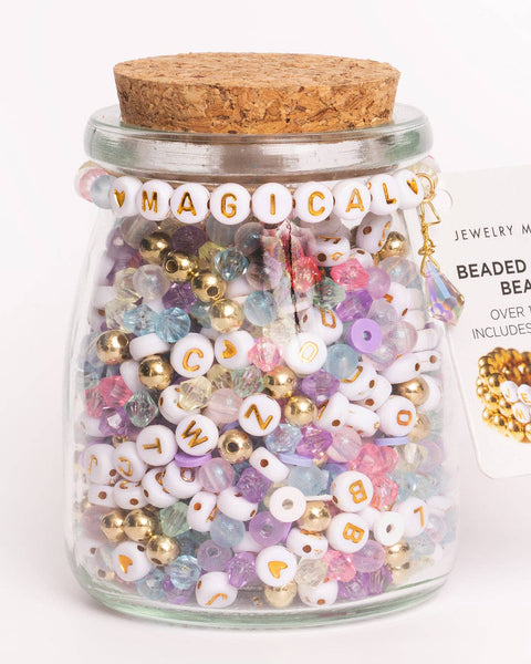 MAGICAL Metallic Gold Round Letters & Crystals DIY Bead Jar - Juniper Collective LLC