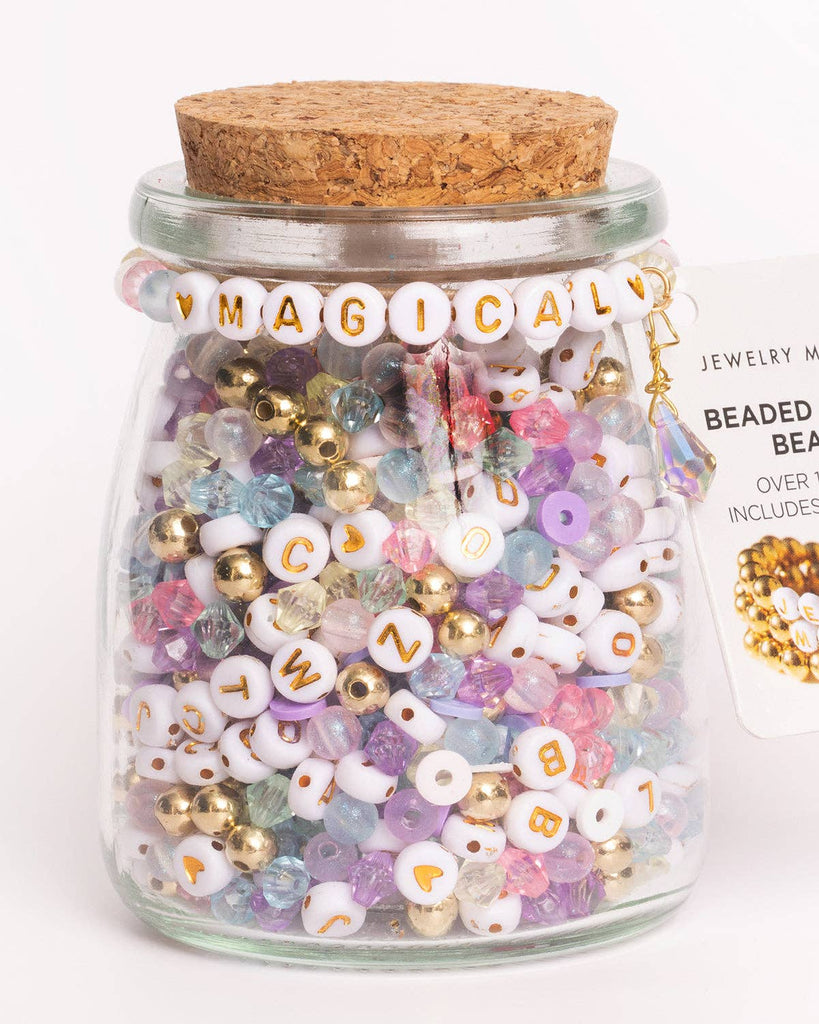 MAGICAL Metallic Gold Round Letters & Crystals DIY Bead Jar - Juniper Collective LLC