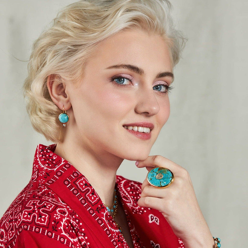 Tini Mini Drop Earrings in Blue Mohave Turquoise - Juniper Collective LLC