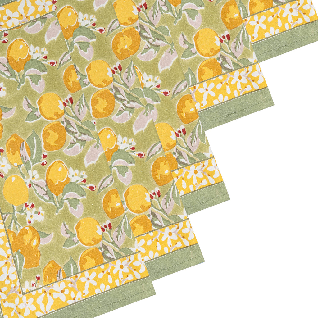 Citron Vert & Yellow Napkins 19x19 - Set of 4 - Juniper Collective LLC