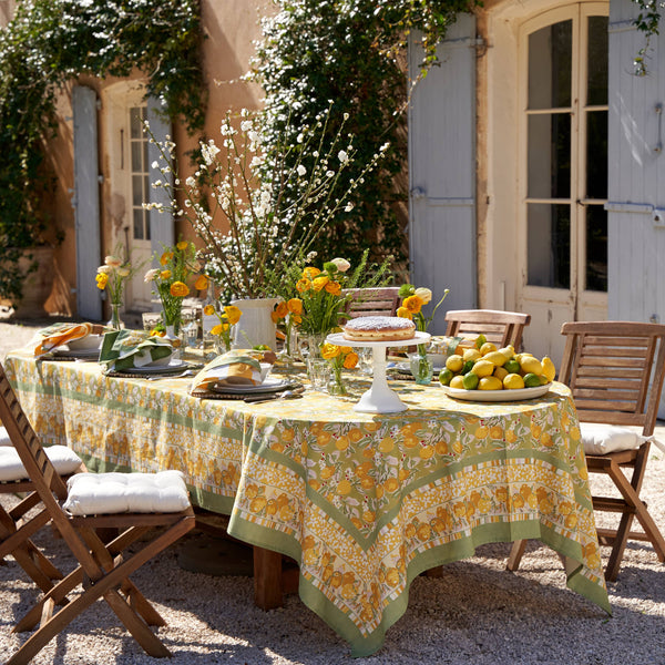 French Tablecloth Citron Vert & Yellow - Juniper Collective LLC