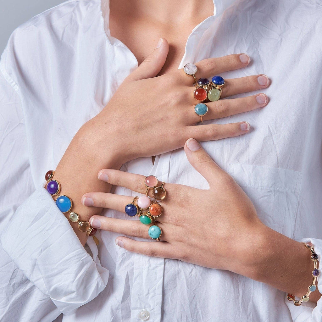 Rainbow Ring in Pink Chalcedony - Juniper Collective LLC