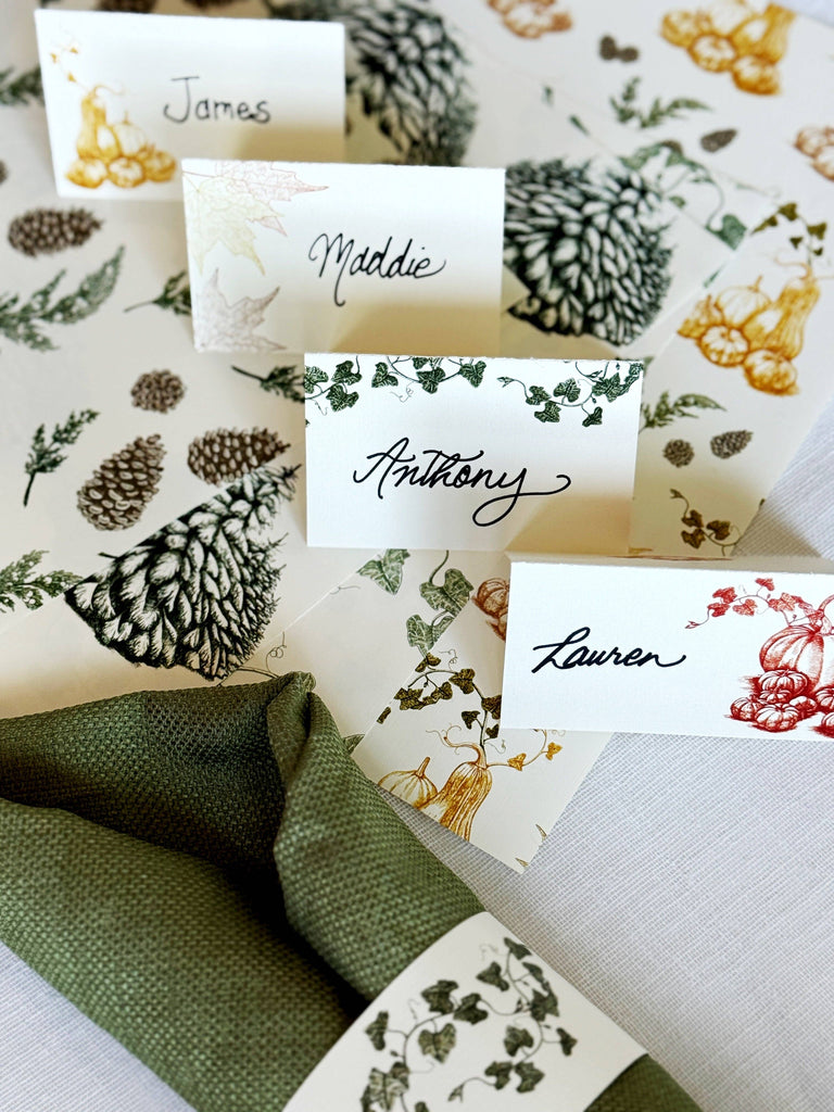 Pumpkins & Squash Place Cards- Double-sided Table Tents (Set of 12) - Juniper Collective LLC