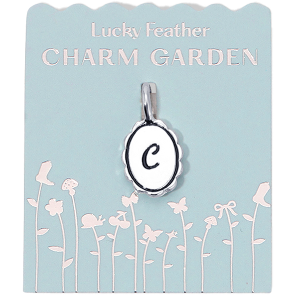 Charm Garden - Silver - Scalloped Initial Charm - C - Juniper Collective LLC