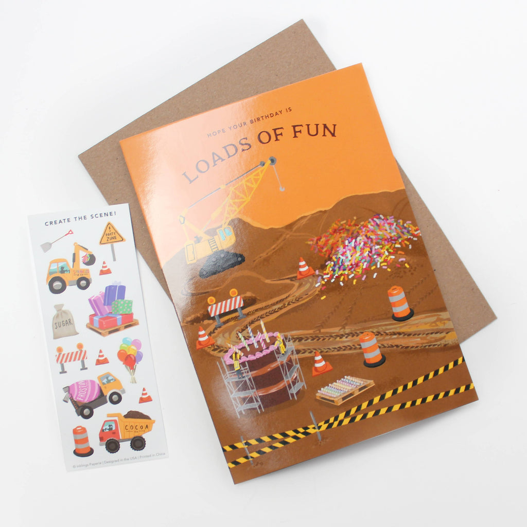 Sticker Scene Card - Construction  Birthday - Juniper Collective LLC